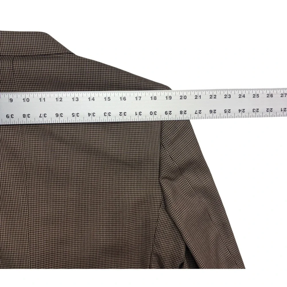 Jos A Bank 40R Black Tan Houndstooth Blazer Jacket Sport Suit Coat Wool Classic